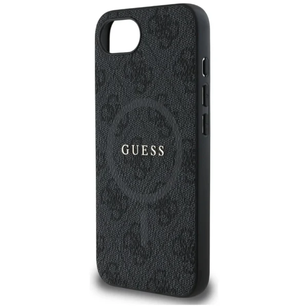 Guess PU Leather 4G Colored Ring Case with MagSafe for iPhone 16e - Blackeng