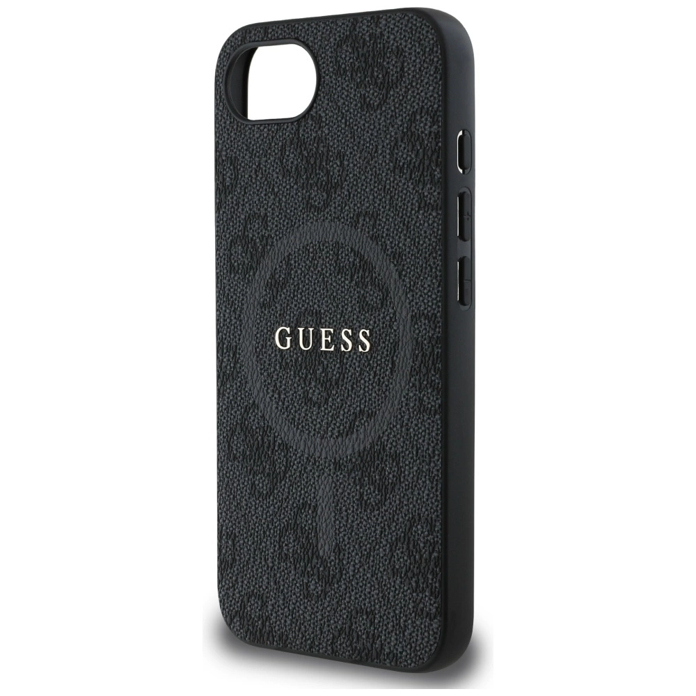 Guess PU Leather 4G Colored Ring Case with MagSafe for iPhone 16e - Blackeng
