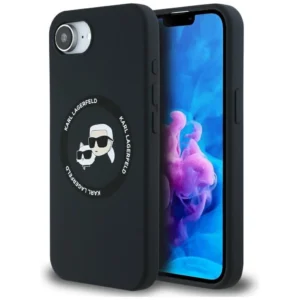 Karl Lagerfeld Liquid Silicone Karl & Choupette Heads Case with MagSafe for iPhone 16e - Blackeng