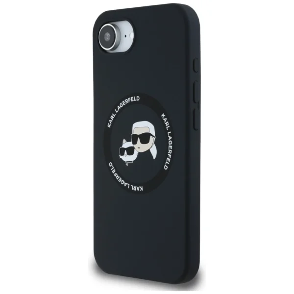 Karl Lagerfeld Liquid Silicone Karl & Choupette Heads Case with MagSafe for iPhone 16e - Blackeng