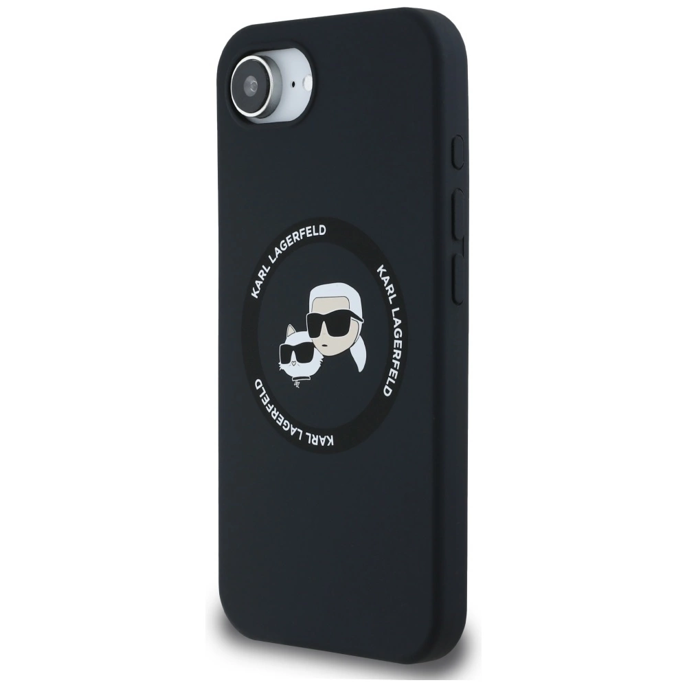 Karl Lagerfeld Liquid Silicone Karl & Choupette Heads Case with MagSafe for iPhone 16e - Blackeng