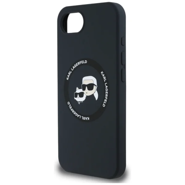Karl Lagerfeld Liquid Silicone Karl & Choupette Heads Case with MagSafe for iPhone 16e - Blackeng
