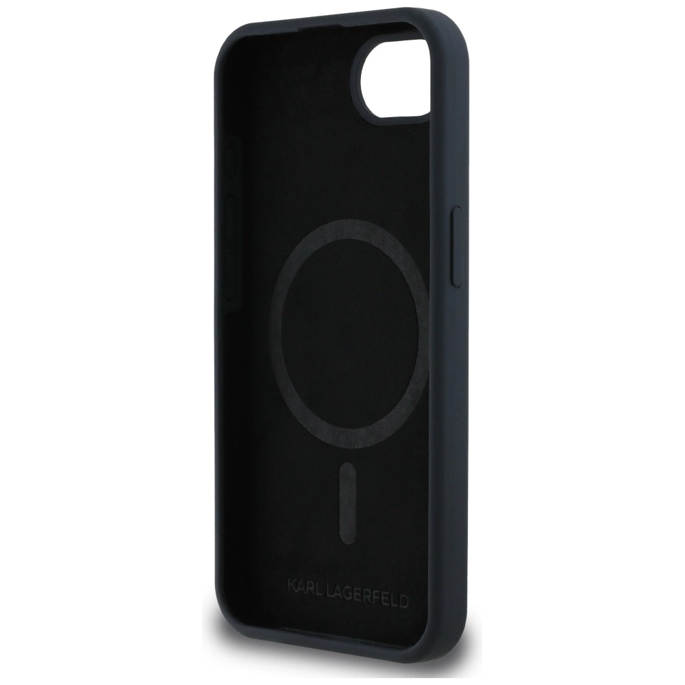 Karl Lagerfeld Liquid Silicone Karl & Choupette Heads Case with MagSafe for iPhone 16e - Blackeng