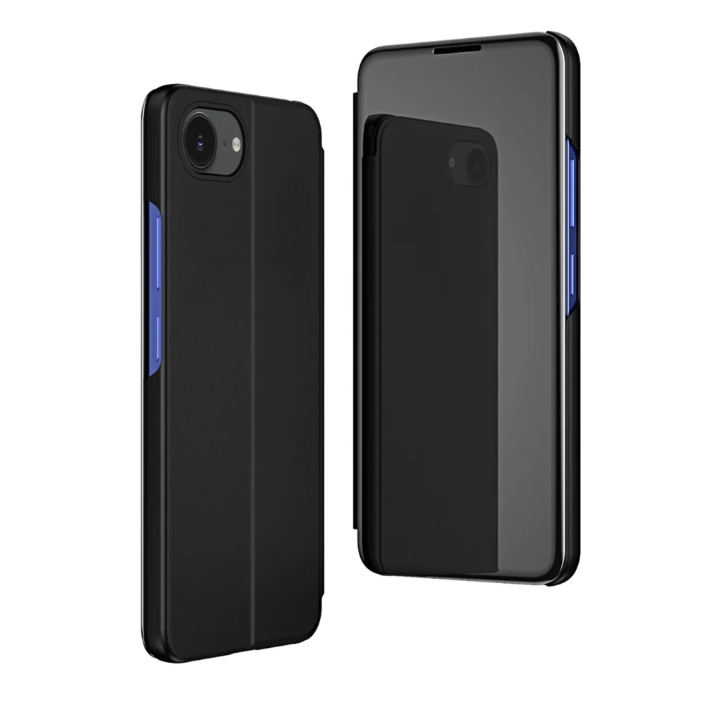 Clear View Case for iPhone 16e Flip Cover - Blackeng