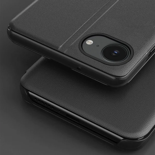 Eco Leather View Case elegant case with flap and stand for iPhone 16e - blackeng