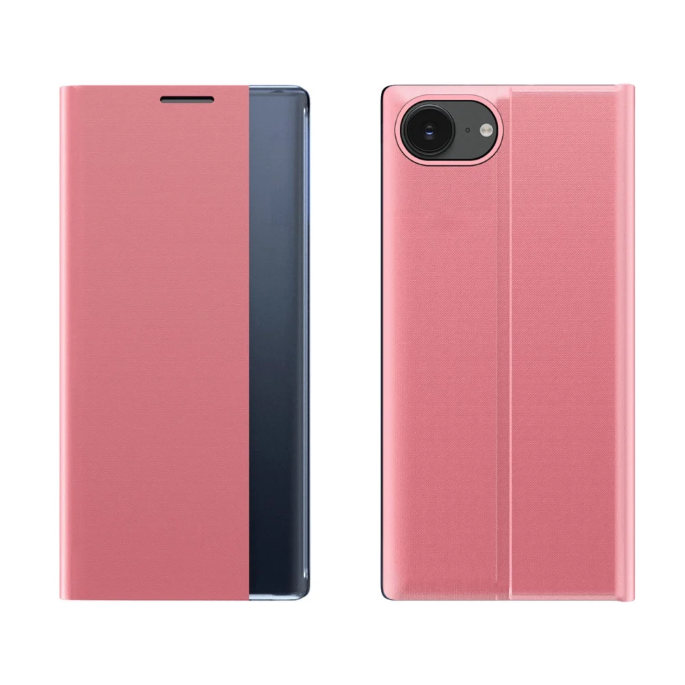 New Sleep Case iPhone 16e Flip Cover with Stand - Pinkeng
