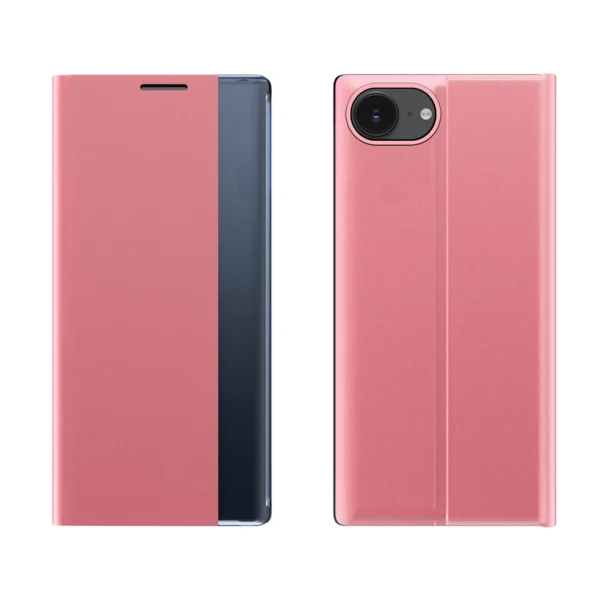 New Sleep Case iPhone 16e Flip Cover with Stand - Pinkeng