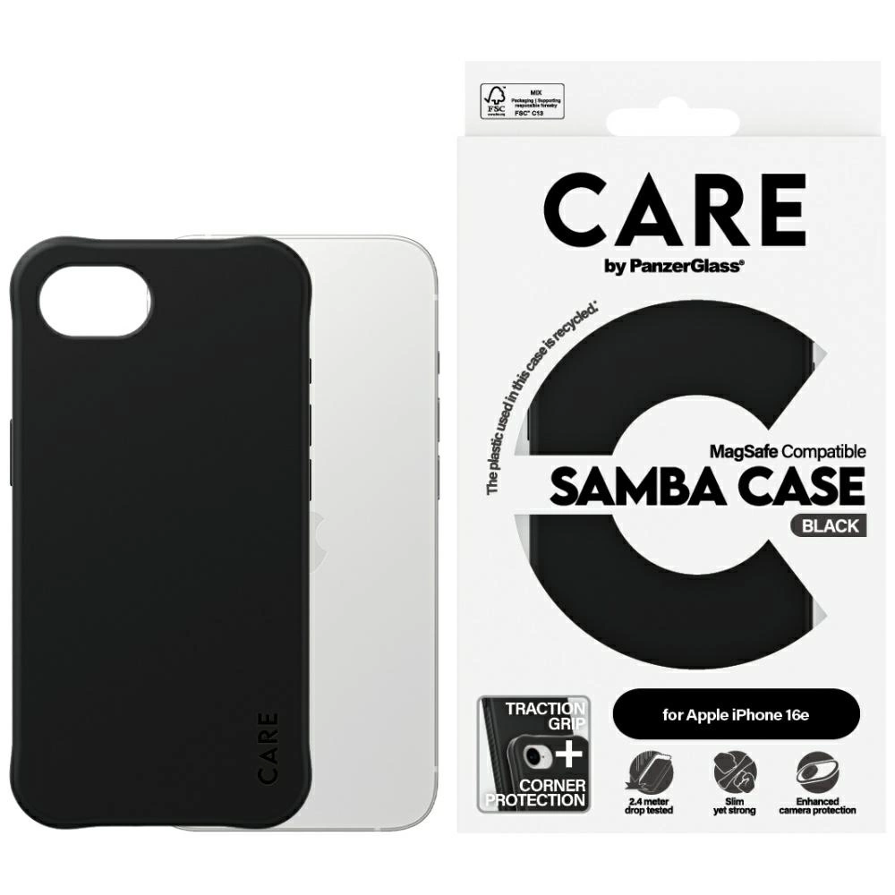 CARE by PanzerGlass Fashion MagSafe iPhone 16e Case - Blackeng