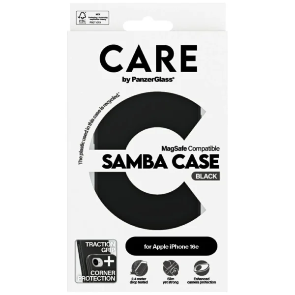 CARE by PanzerGlass Fashion MagSafe iPhone 16e Case - Blackeng