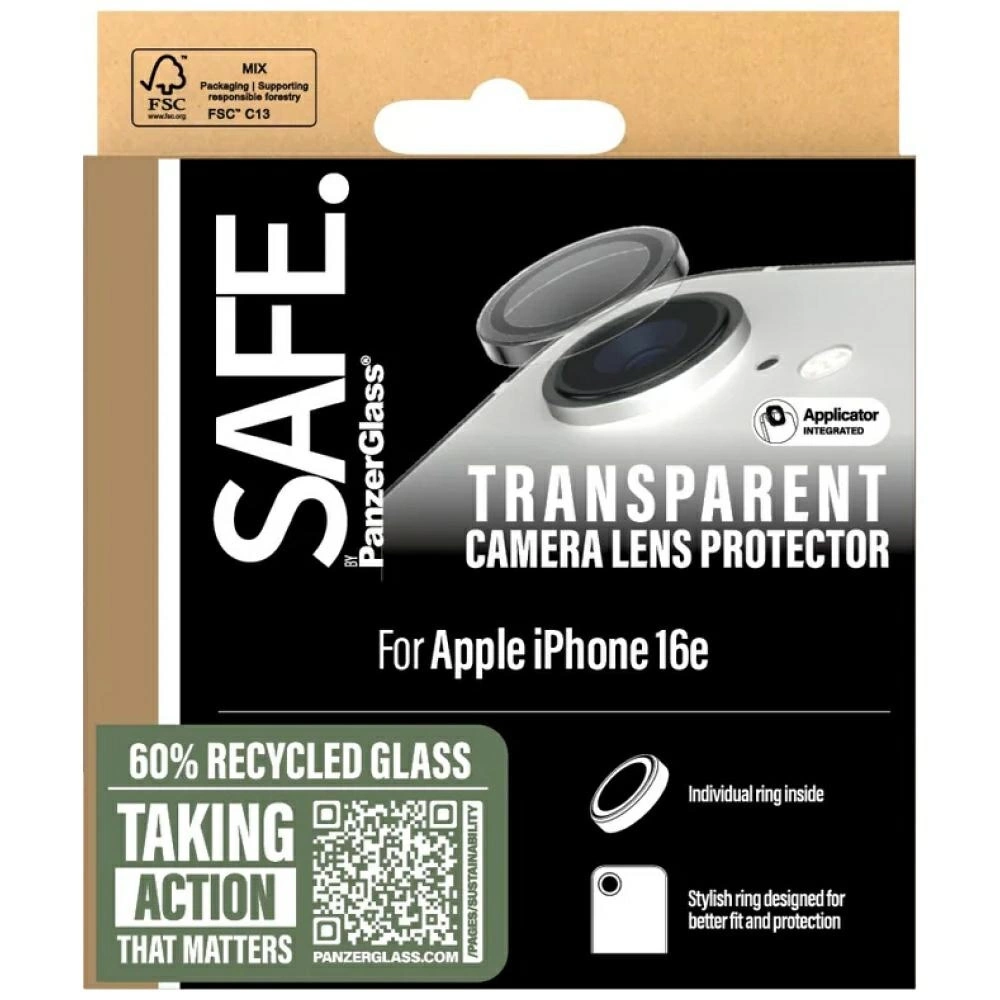 SAFE by PanzerGlass Rings Lens Protector for iPhone 16e - Cleareng