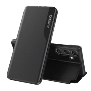 Eco Leather View Case elegant case with flap and stand for Samsung Galaxy S25 Edge - blackeng