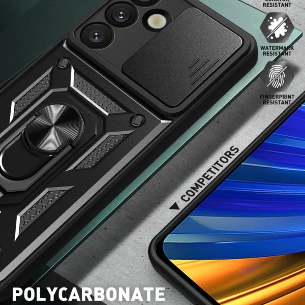 Hybrid Armor Camshield with Stand and Camera Cover for Samsung Galaxy S25 Edge - Blackeng