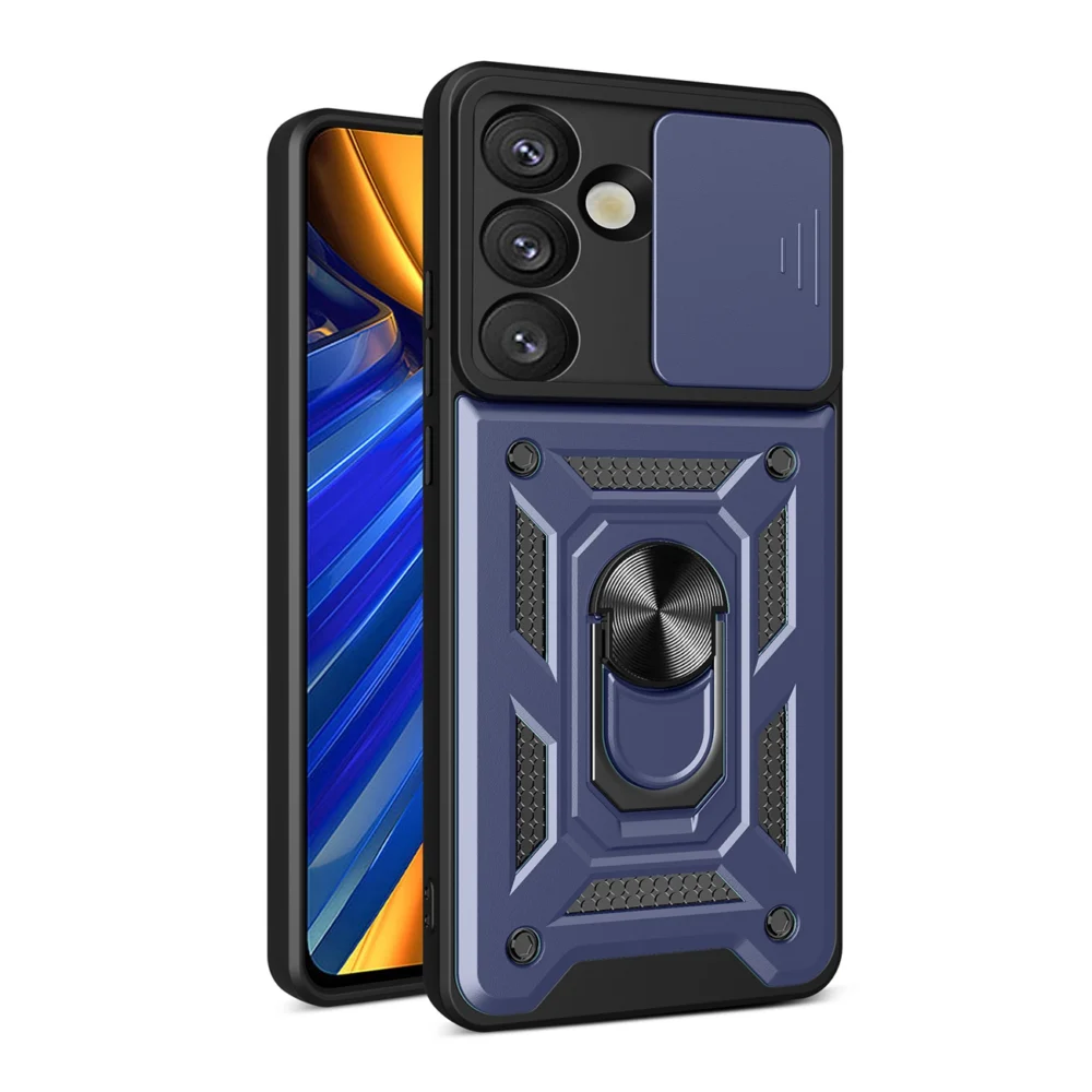 Hybrid Armor Camshield with Stand and Camera Cover for Samsung Galaxy S25 Edge - Blueeng