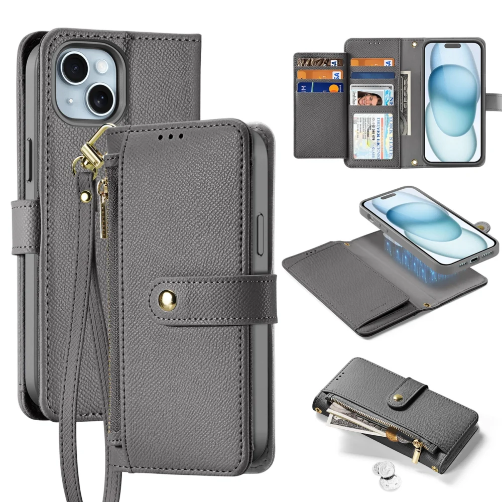 Dux Ducis Lawa Leather Case for iPhone 15 - Grayeng