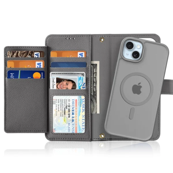 Dux Ducis Lawa Leather Case for iPhone 15 - Grayeng