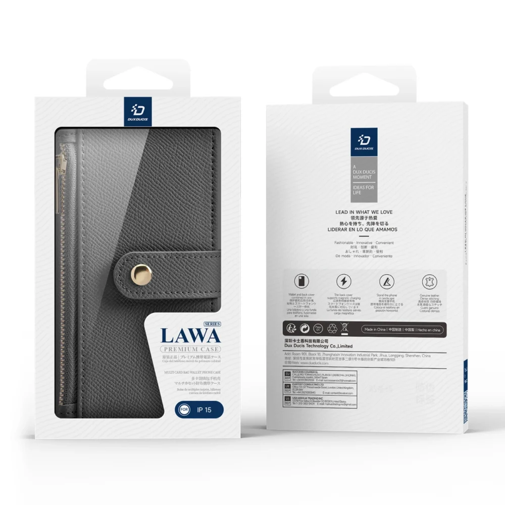 Dux Ducis Lawa Leather Case for iPhone 15 - Grayeng