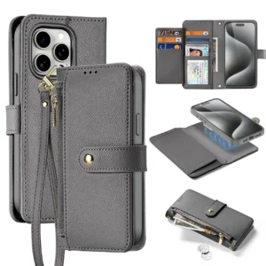 Dux Ducis Lawa Leather Case for iPhone 15 Pro Max - Grayeng