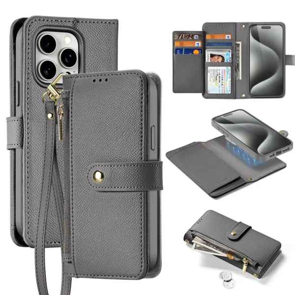 Dux Ducis Lawa Leather Case for iPhone 15 Pro Max - Grayeng