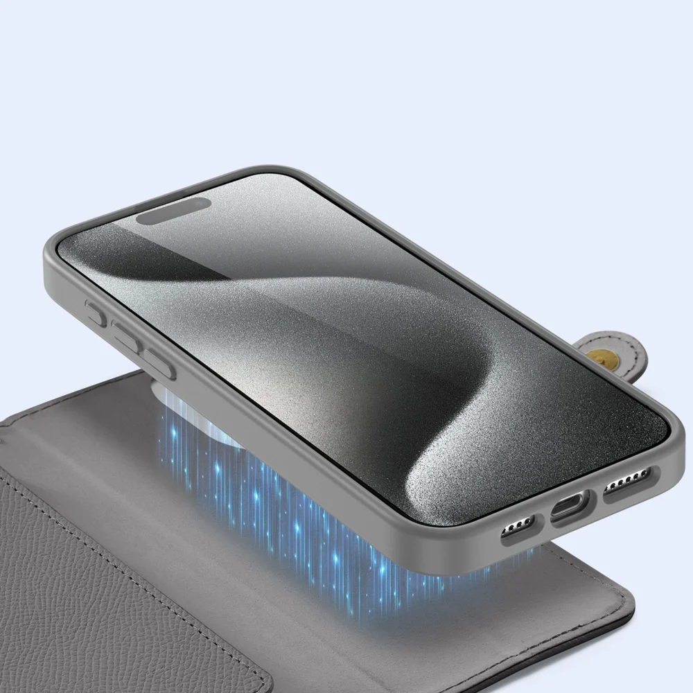 Dux Ducis Lawa Leather Case for iPhone 15 Pro Max - Grayeng