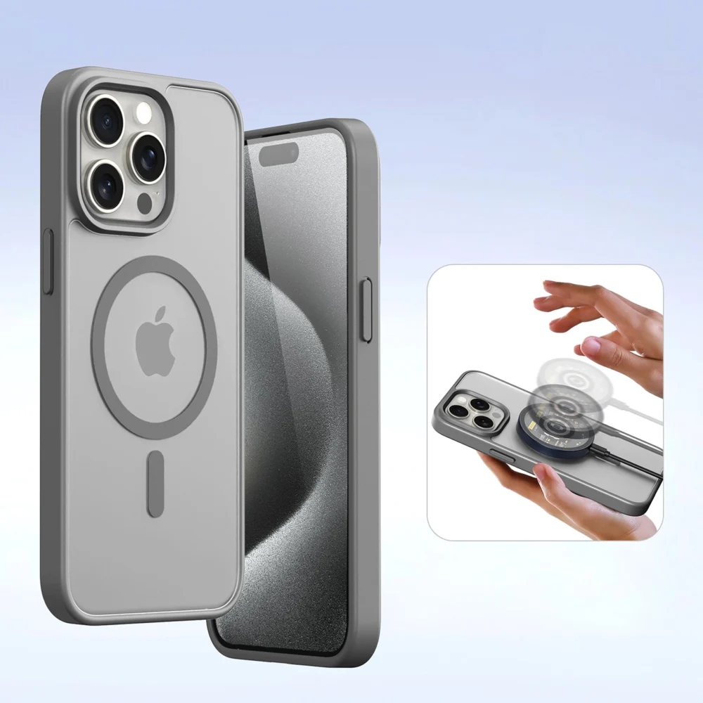 Dux Ducis Lawa Leather Case for iPhone 15 Pro Max - Grayeng