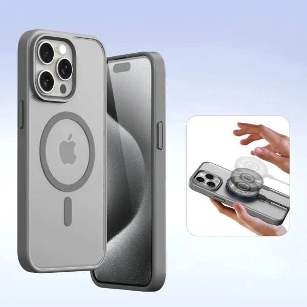 Dux Ducis Lawa Leather Case for iPhone 15 Pro Max - Grayeng