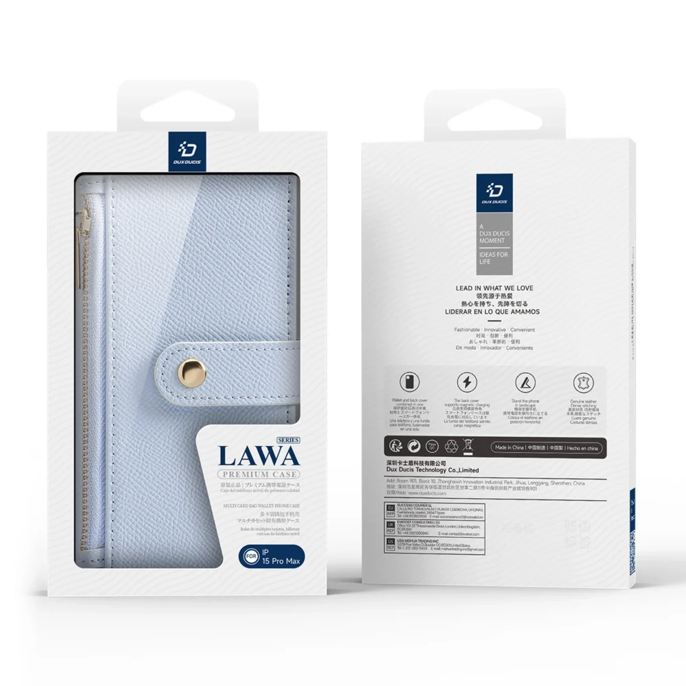 Dux Ducis Lawa Leather Case for iPhone 15 Pro Max - Blueeng