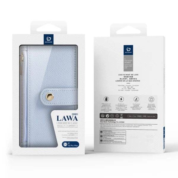 Dux Ducis Lawa Leather Case for iPhone 15 Pro Max - Blueeng