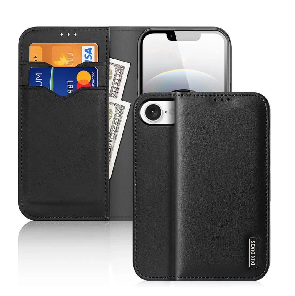 Dux Ducis Hivo iPhone 16e Case with Flip and RFID Protection - Blackeng