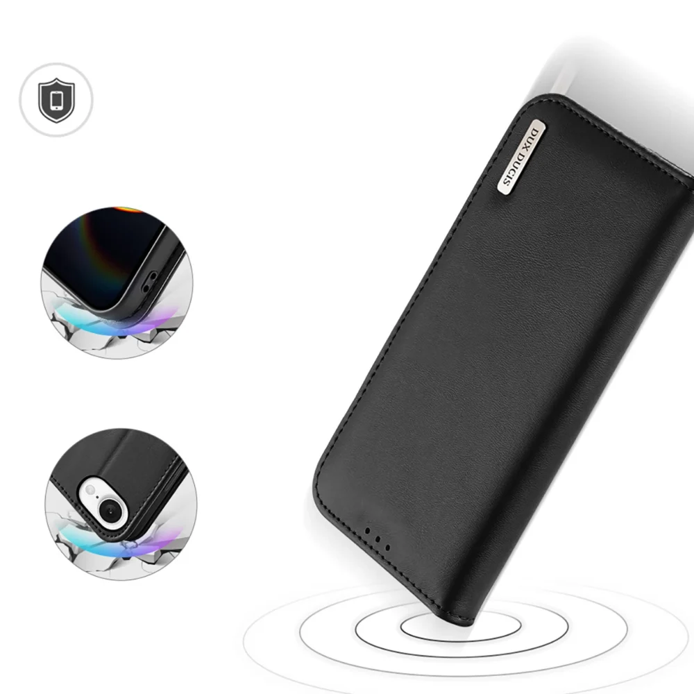Dux Ducis Hivo iPhone 16e Case with Flip and RFID Protection - Blackeng
