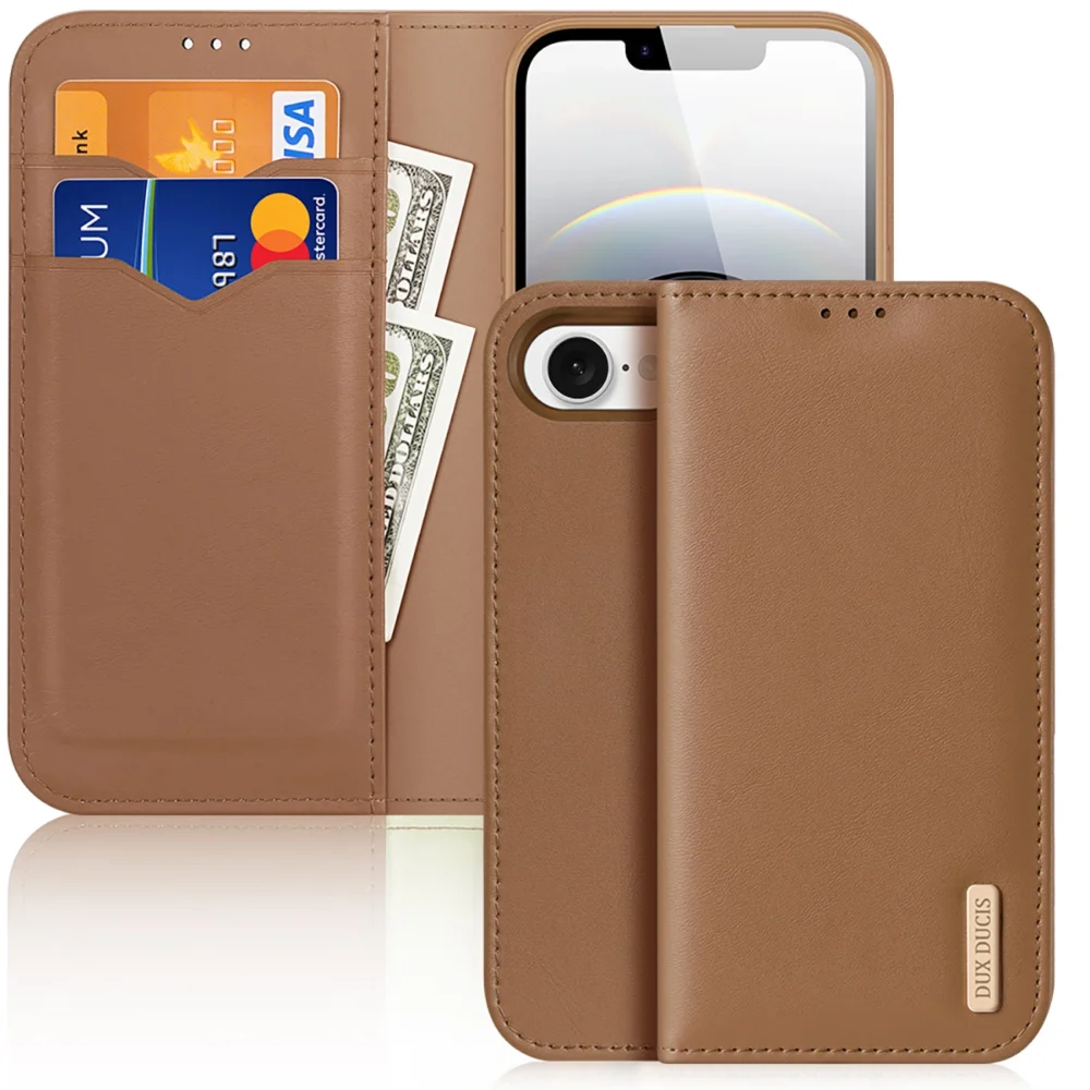 Dux Ducis Hivo iPhone 16e Case with Flip and RFID Protection - Browneng