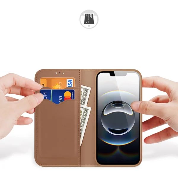 Dux Ducis Hivo iPhone 16e Case with Flip and RFID Protection - Browneng