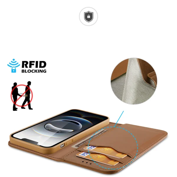 Dux Ducis Hivo iPhone 16e Case with Flip and RFID Protection - Browneng