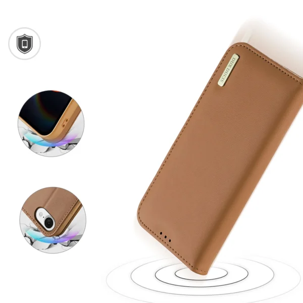 Dux Ducis Hivo iPhone 16e Case with Flip and RFID Protection - Browneng