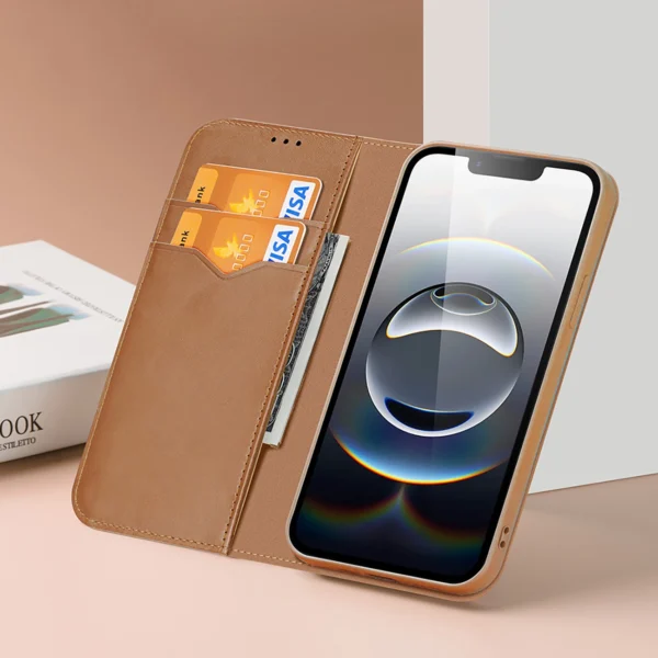 Dux Ducis Hivo iPhone 16e Case with Flip and RFID Protection - Browneng