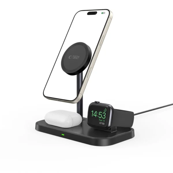 Tech-Protect QI15W-A22 MagSafe Inductive Charger with 3in1 MagSafe Stand for Smartphone / Apple Watch / AirPods - Blackeng