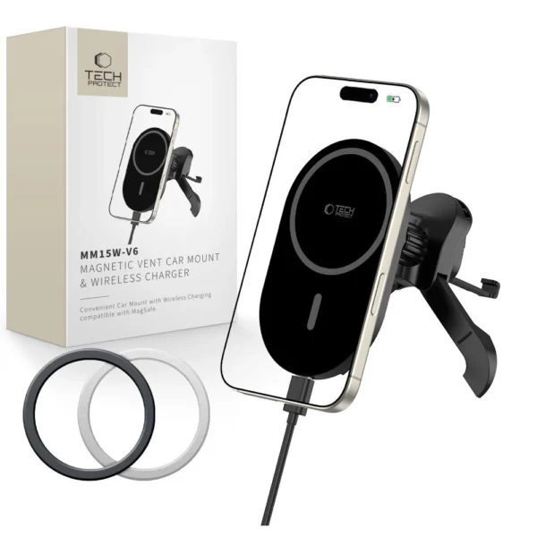 Tech-Protect MM15W-V6 Magnetic MagSafe Car Air Vent Holder - Blackeng