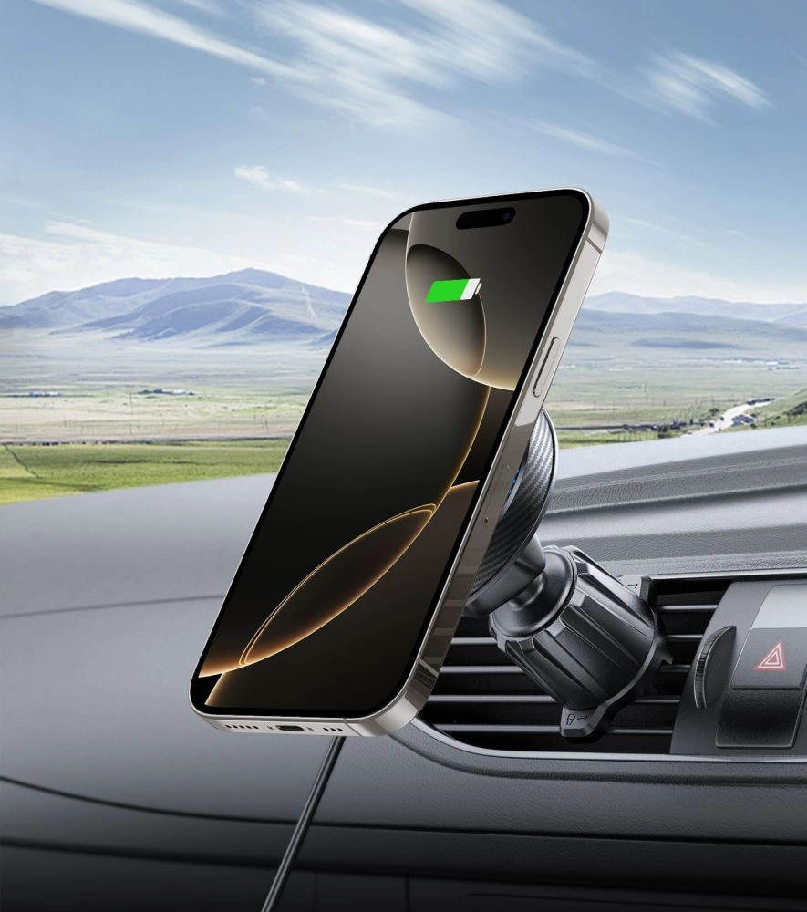 Tech-Protect MM15W-V4 Magnetic MagSafe 15W Car Holder for Cockpit / Windshield / Air Vent - Blackeng