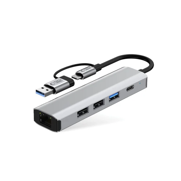 Tech-Protect HB03 HUB Adapter 5in1 USB-C + USB2.0 + USB3.0 + RJ45 - grayeng