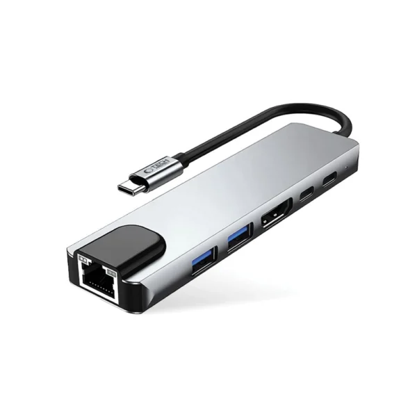 Tech-Protect HB02 HUB Adapter 6in1 USB-C + USB2.0 + USB3.0 + HDMI 4K 30Hz + RJ45 + PD100W - grayeng