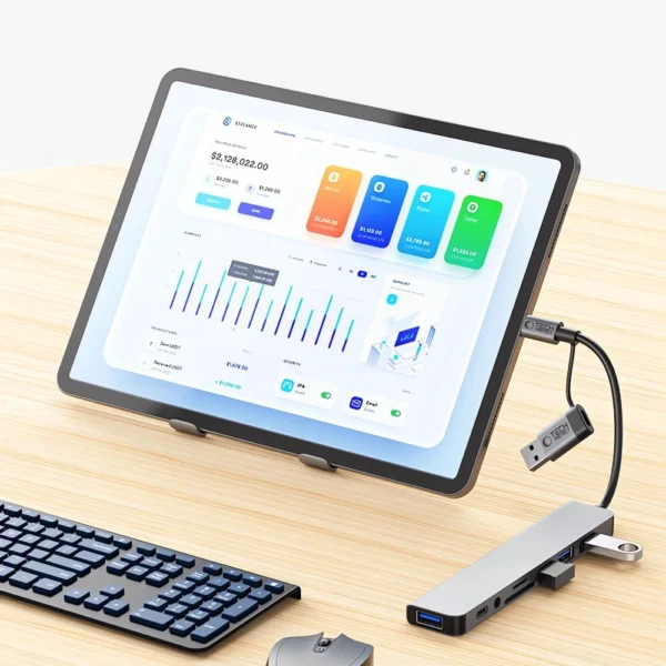 Tech-Protect HB06 HUB Adapter 8in1 TYPE-C + USB2.0 + USB3.0 + SD/TF + AV3.5 - grayeng