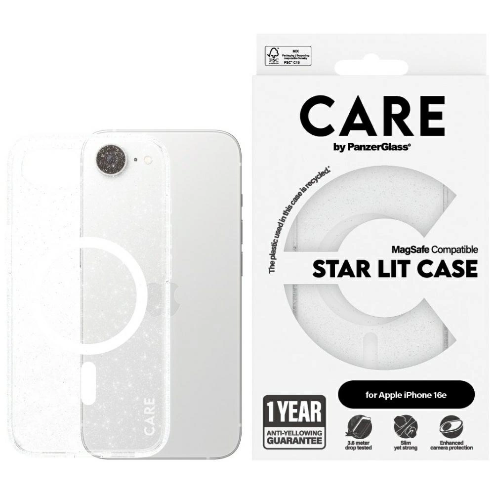 CARE by PanzerGlass Flagship Urban Combat StarLight White MagSafe iPhone 16e Case - Cleareng