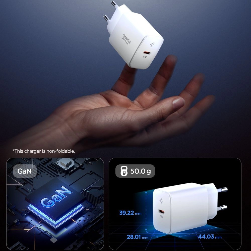Spigen Essential EE201EU USB-C 20W Wall Charger - Whiteeng
