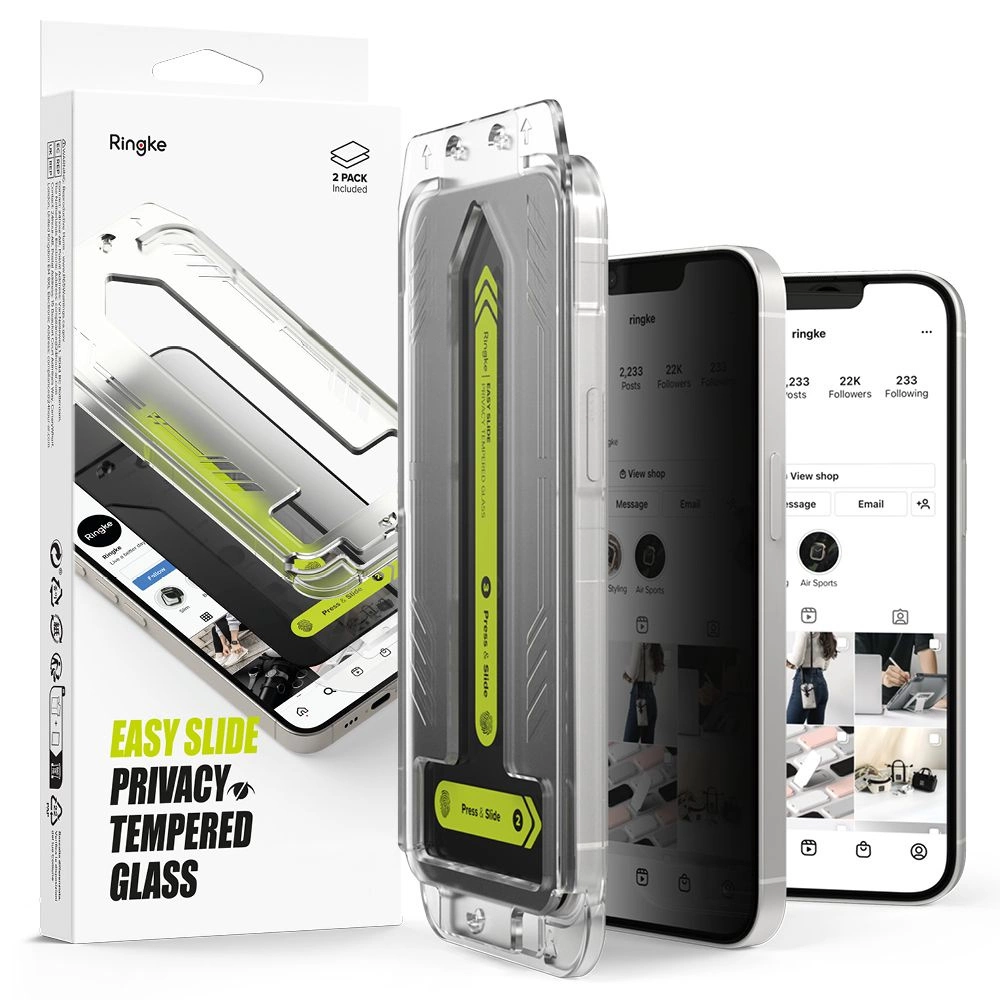 Ringke Easy Slide Privacy Glass 2-pack for iPhone 13 / 13 Pro / 14 / 16eeng
