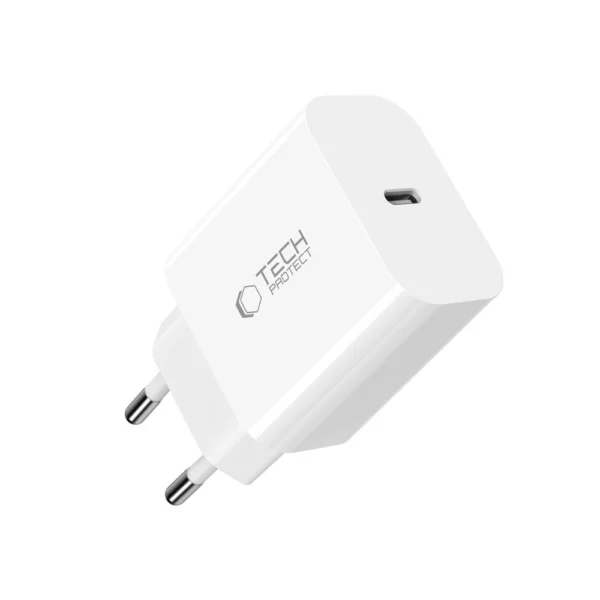 Tech-Protect NC20W PD20W USB-C wall charger with USB-C cable - whiteeng