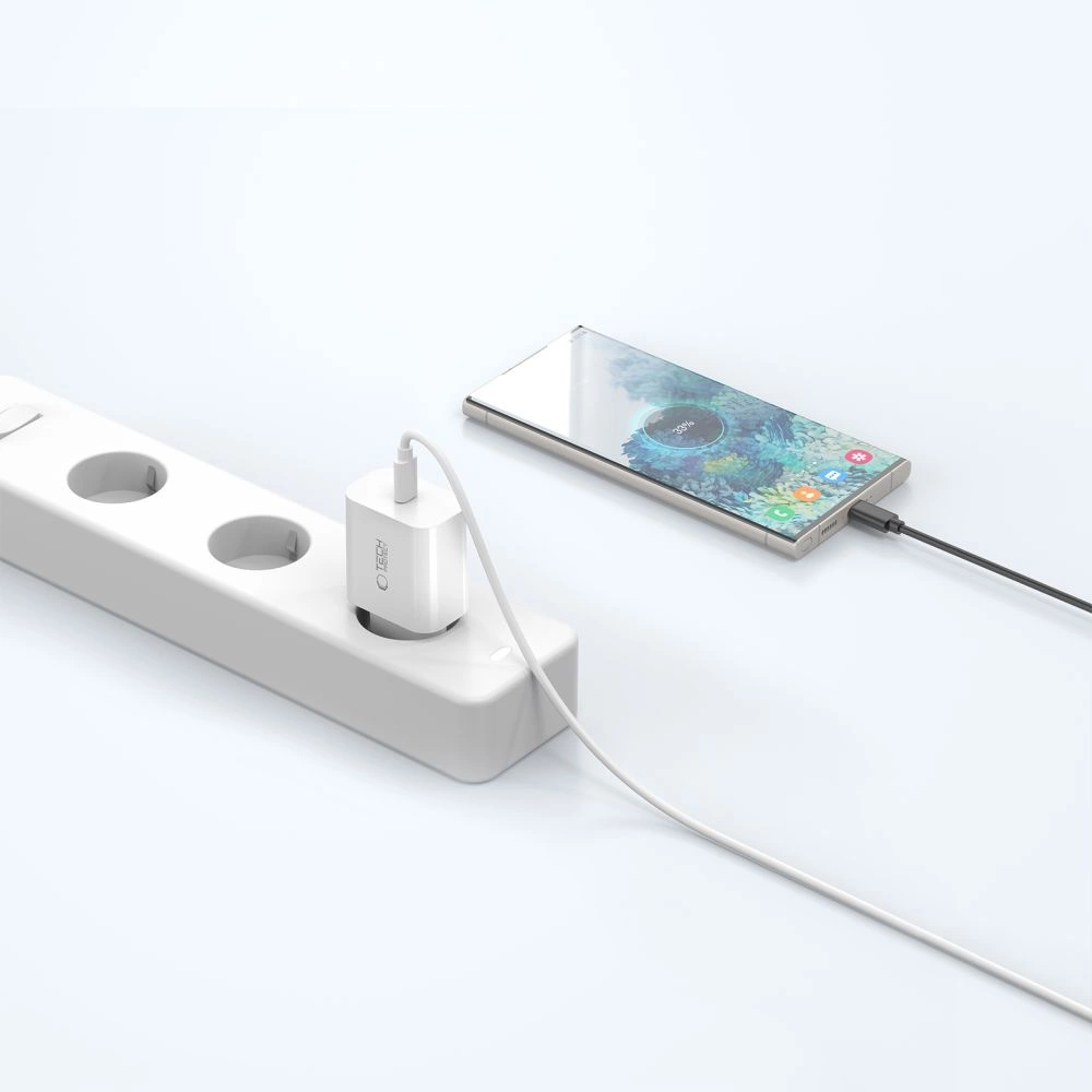 Tech-Protect NC20W PD20W USB-C wall charger with USB-C cable - whiteeng