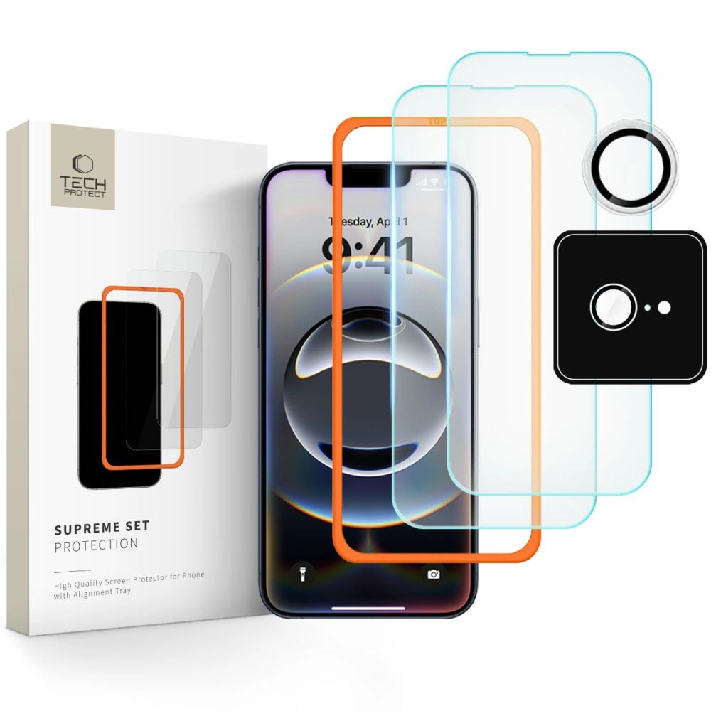 Tech-Protect Supreme Tempered Glass Set 3-Pack for iPhone 16e - Cleareng