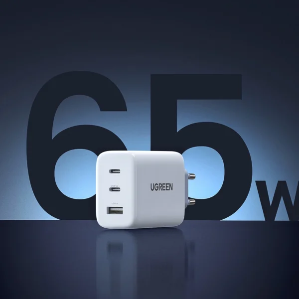 Ugreen fast charger 2x USB Type C / USB 65W PD3.0, QC3.0/4.0+ white (CD275)eng