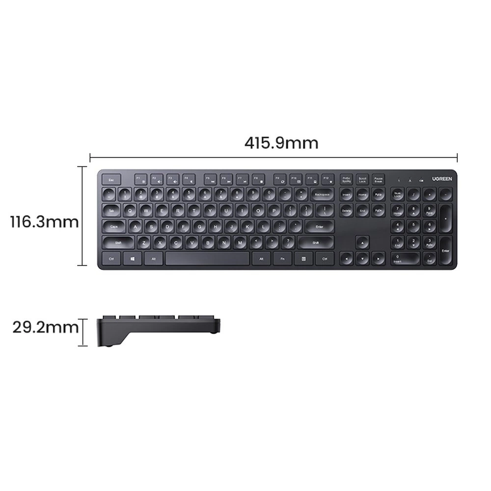 Ugreen KU004 90250 2.4GHz Wireless Keyboard for Windows / MacOS - Blackeng
