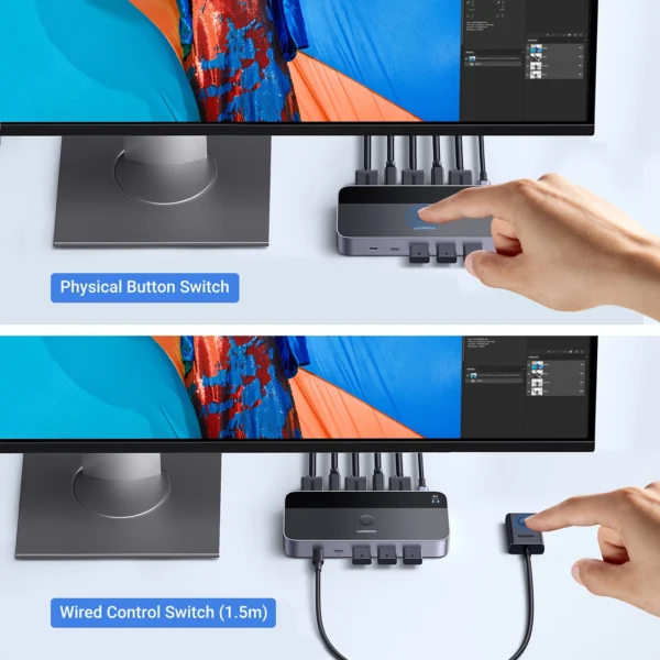 Ugreen CM664 HDMI switch 2in1 KVM switch - blackeng