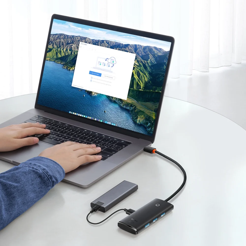 Baseus Lite Series HUB 4-Port (USB-A to 4xUSB-A 3.0) 0.25m black (WKQX030001)eng